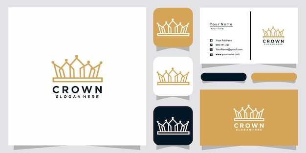 Crown logo sjablonen en visitekaartje ontwerp