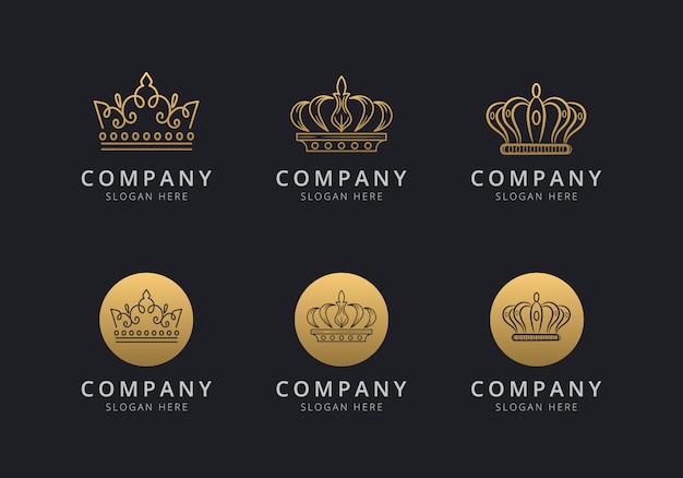 Crown logo template with golden style color for the company