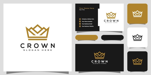 Crown logo vector mono line logo design