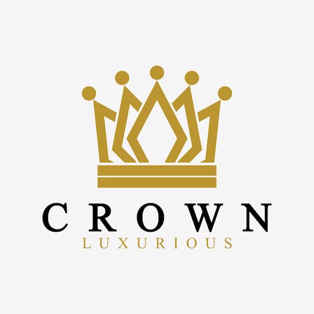 Crown Logo Vector Templatelineaire kroonpictogrammen Koninklijk luxe symbool Koning koningin abstract geometrisch logo