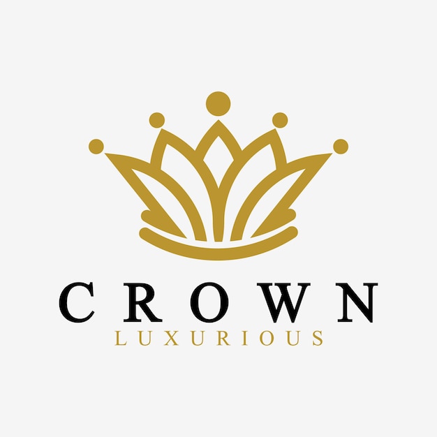 Crown Logo Vector Templatelinear crown icons Royal luxury symbol King queen abstract geometric logo