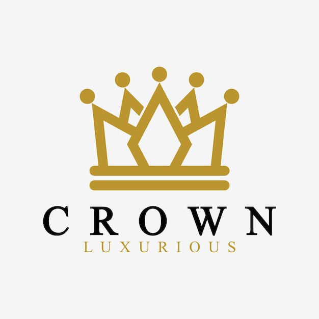 Crown Logo Vector Templatelinear crown icons Royal luxury symbol King queen abstract geometric logo