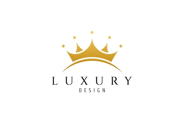 Crown-logo zoals zonnestraal met gouden kleur in luxe platte ontwerpstijl