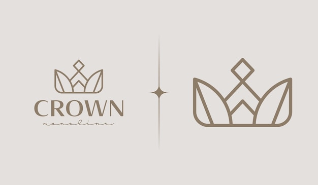 Vector crown monoline logo template universeel creatief premium symbool vector teken icoon logo sjabloon vector illustratie