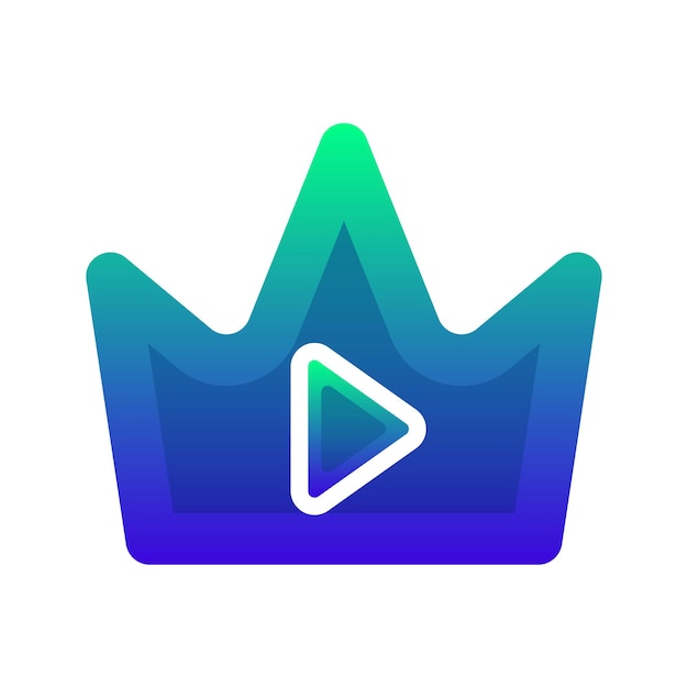 Crown play gradient logo design template icon