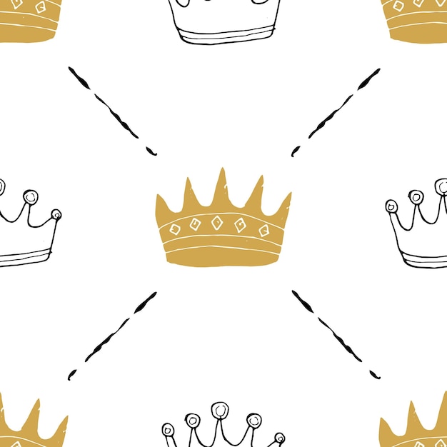 Crown Seamless Pattern royal background Vector Illustration