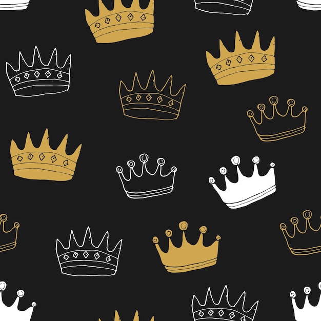 王冠のシームレスなパターン ロイヤル背景ベクトル イラスト
