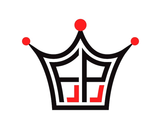 Crown shape FP letter logo design vector art