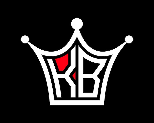 Crown shape kb letter logo design vector art