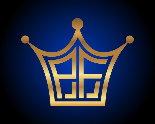 Crown shape PF letter logo design vector art