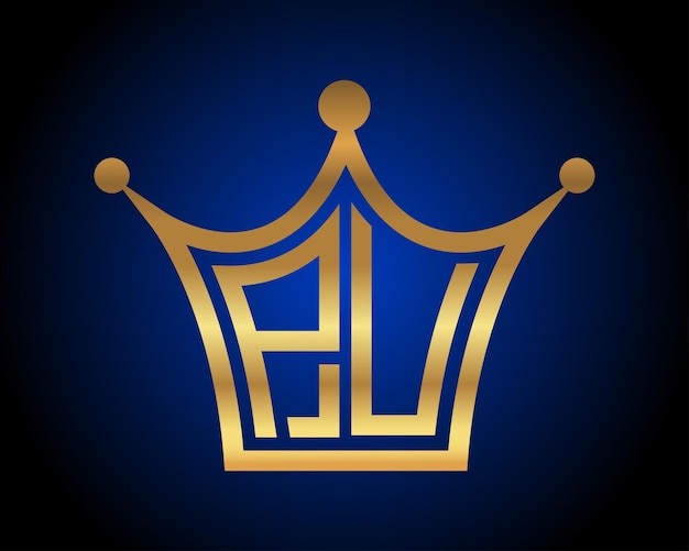 Crown shape PU letter logo design vector art