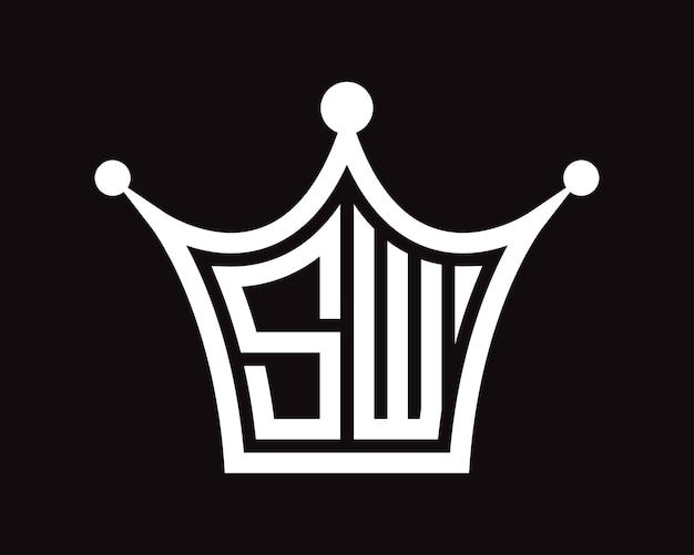 Crown shape SW letter logo design vector art