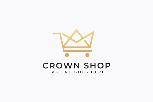Vector crown shop retail store online commerce service app logo concept