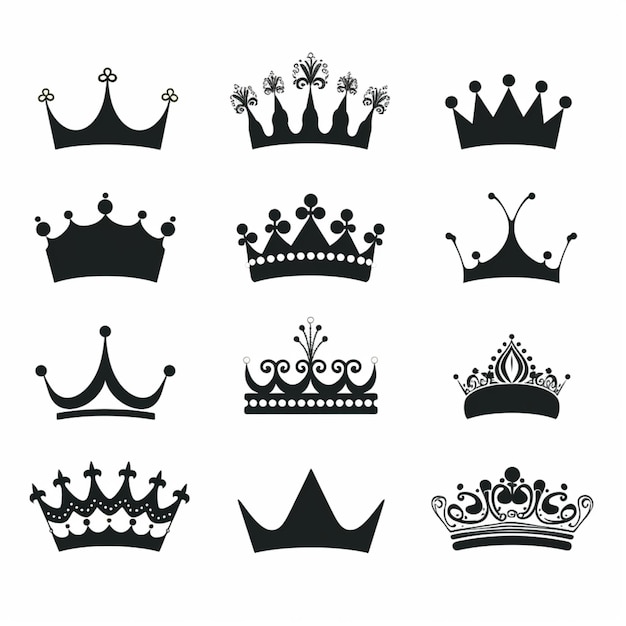 Vector crown silhouettes cartoon vector