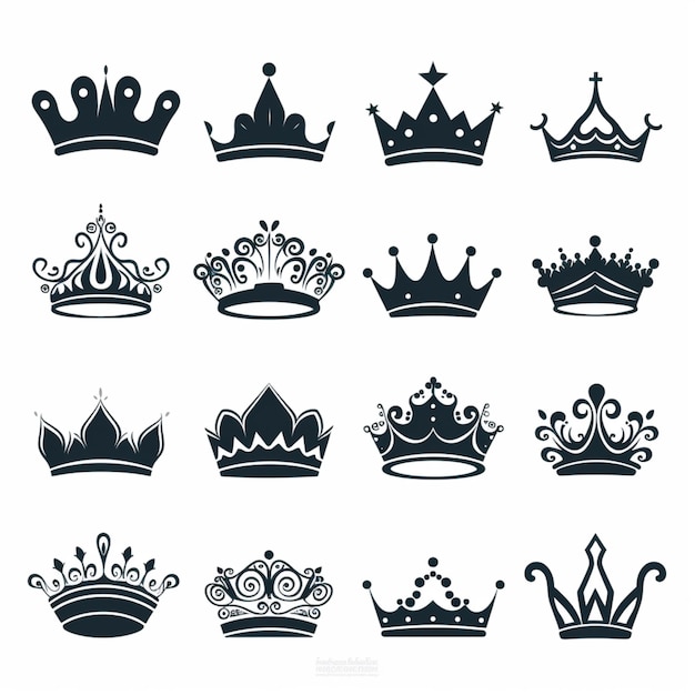 Crown silhouettes cartoon vector