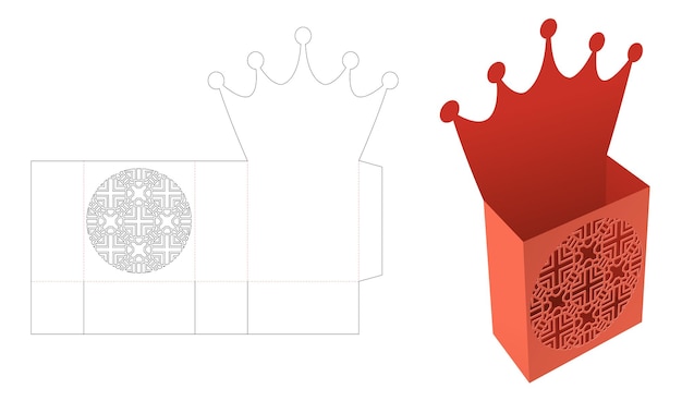 Контейнер для закусок crown с шаблоном для высечки с трафаретным рисунком и 3d-макетом