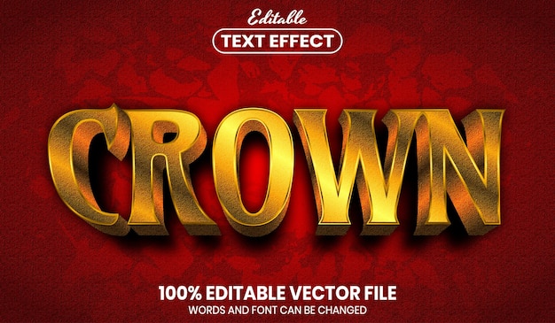 Crown text, font style editable text effect