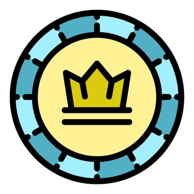 Vector crown token icon outline crown token vector icon color flat isolated