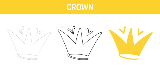 Crown tracing and coloring worksheet for kids