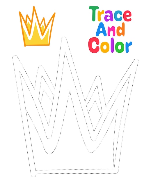 Crown tracing worksheet for kids