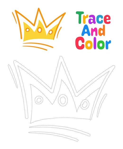 Crown tracing worksheet for kids