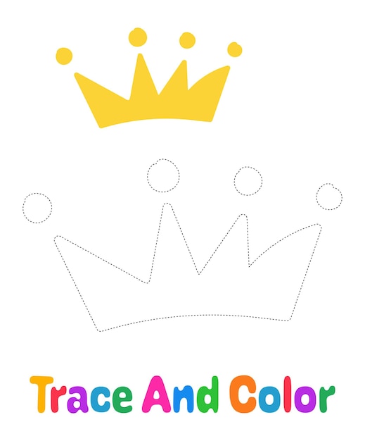 Crown tracing worksheet for kids