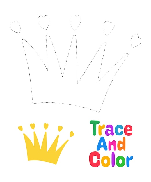 Crown tracing worksheet for kids