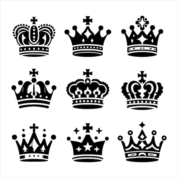 Vector crown vector collection kings crown icon set vector illustration