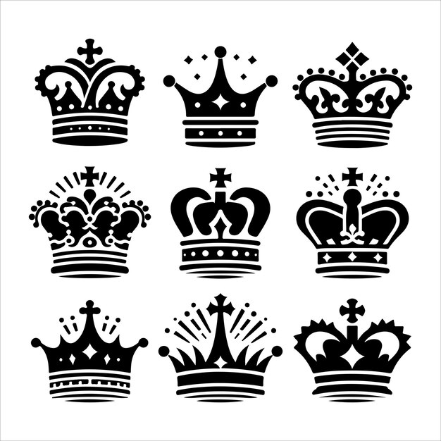 Vector crown vector collection kings crown icon set vector illustration