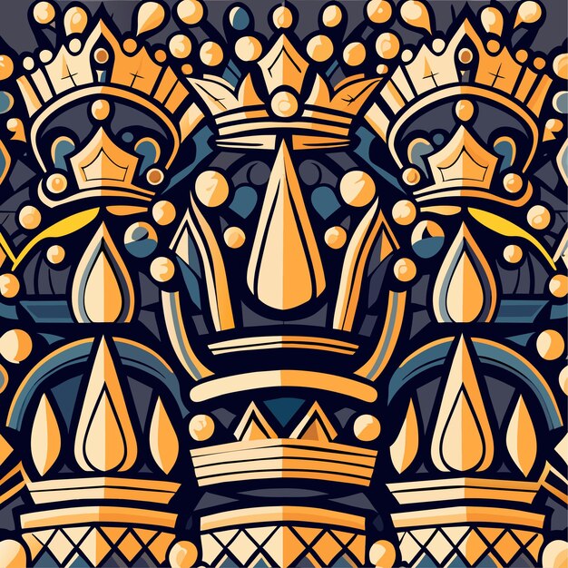Crown vector illustration or Crowns pattern doodle vector illustration