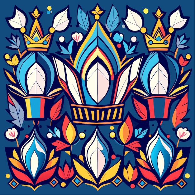 Crown vector illustration or Crowns pattern doodle vector illustration