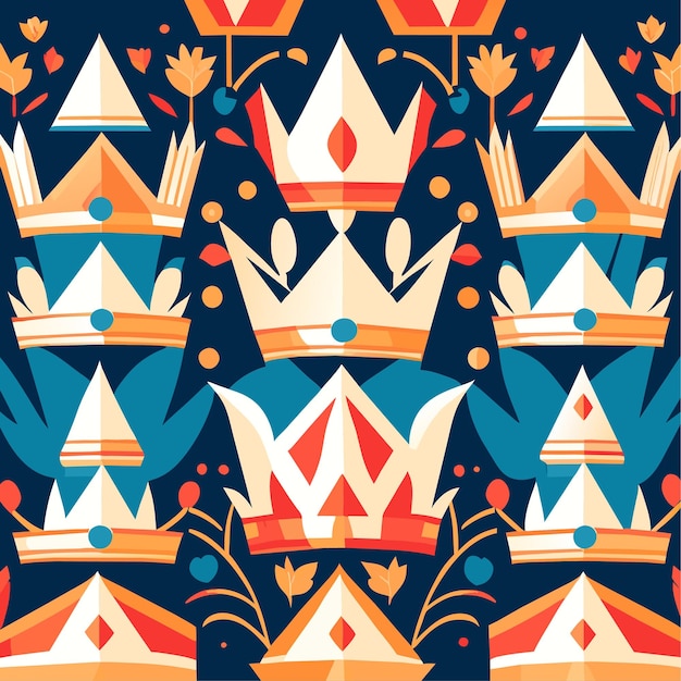 Crown vector illustration or Crowns pattern doodle vector illustration