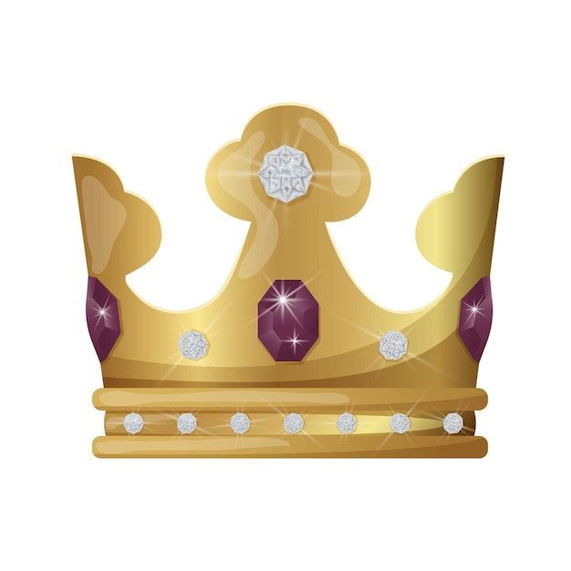 벡터 보석이 달린 왕관 왕비와 공주 전원 기호의 황금 왕실 보석 상징