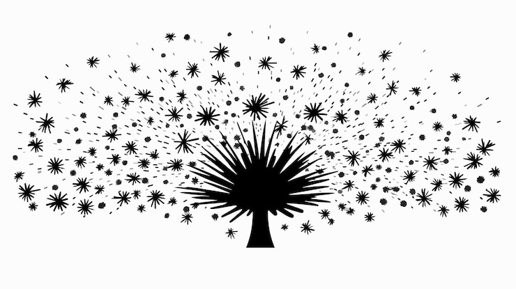 Vector crown with random fireworks stream vector illustration