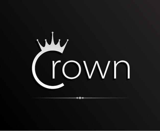 crown word logo design with a black background and a creative idea