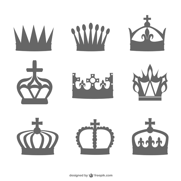 Vector crown zwart silhouet set