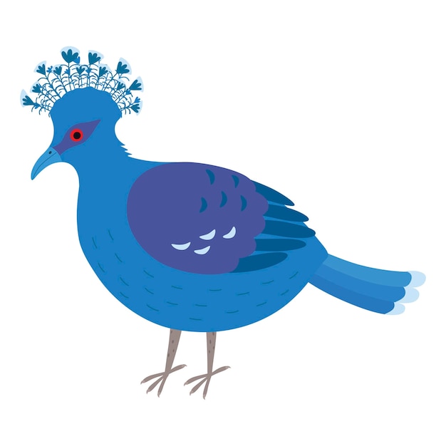 Vector crowned dove. a blue pigeon with a fan on its head