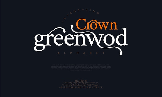 Crowngreenwod premium luxury elegant alphabet letters and numbers Elegant wedding typography classic