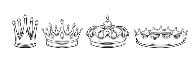 Vector crowns outline icons set