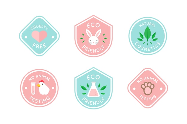 Vector cruelty free badge collection