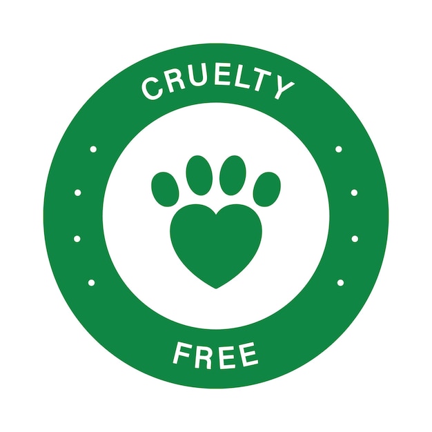 Cruelty Free No Tested on Animals Pet Imprint Silhouette Icon Paw Footprint in Heart Animal Love