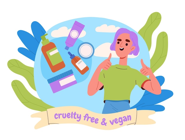 cruelty free and vegan beauty products young girl with clean cosmetics products natural and organic