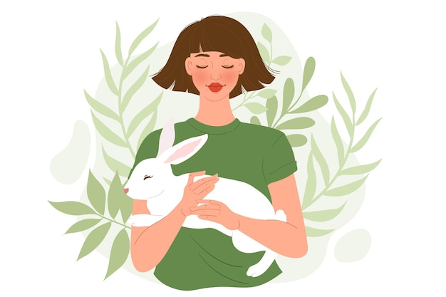 Cruelty free and vegan illustration with character