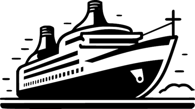 Cruise Black and White Vector illustration