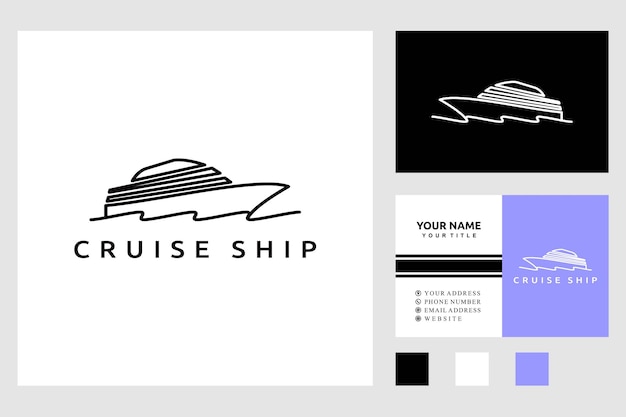 cruise jacht schip vakantie oceaan vervoer lijntekeningen logo ontwerp vector