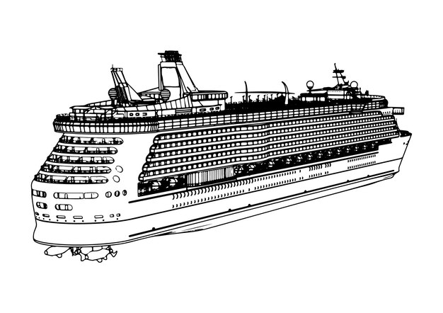 Vector cruise liner sketch white background vector