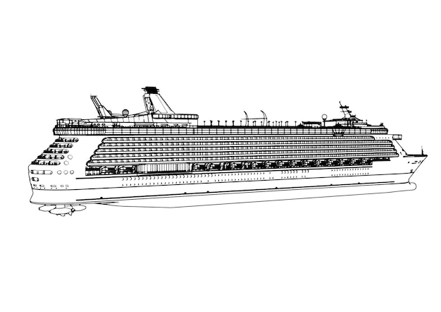 Vector cruise liner sketch white background vector