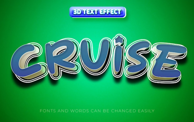 Cruise ship 3d editable text effect style