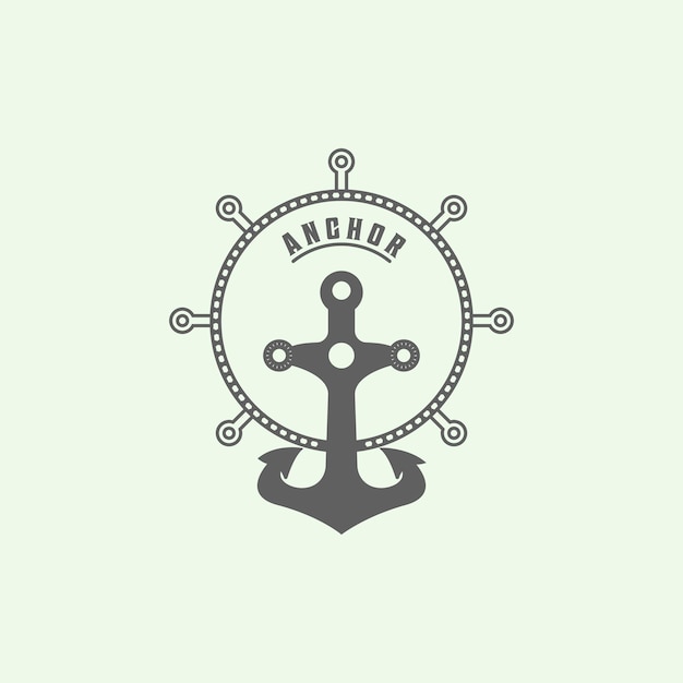 Cruise ship anchor vintage sign minimalist design logo