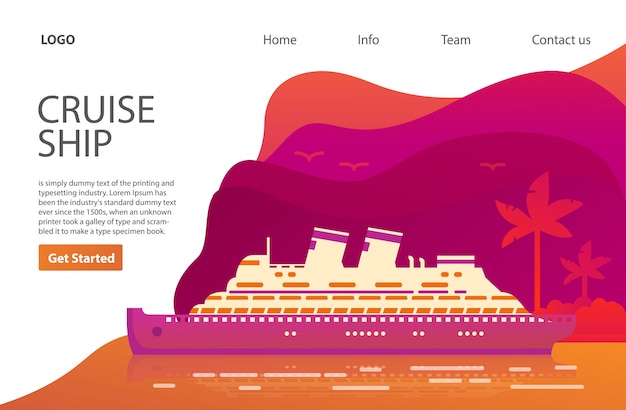 Vector cruise ship.landing page template.